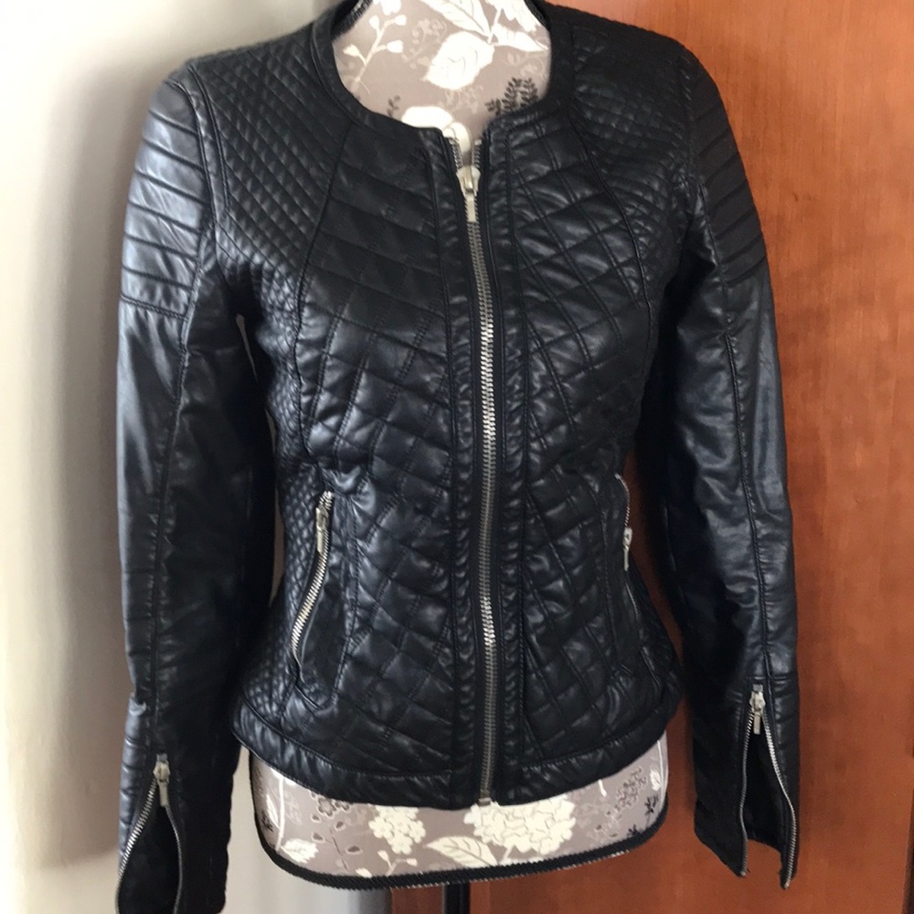 Zara Black vegan Leather Jacket M
